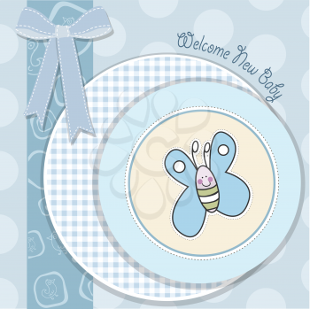 baby boy shower card with butterfly in vector format
