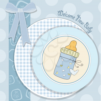 baby boy shower card with bottle milk