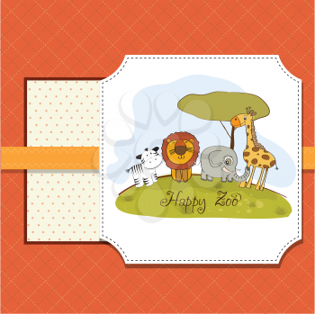 happy zoo, vector illustration