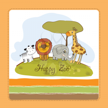 happy zoo, vector illustration