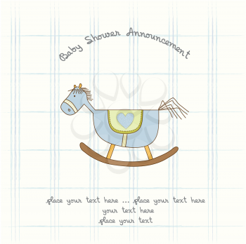 baby shower card with wood horse