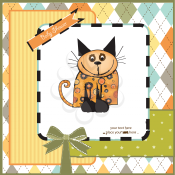 new baby shower card with cat, vector illustration