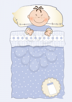 baby shower invitation with a child sleeping in his crib