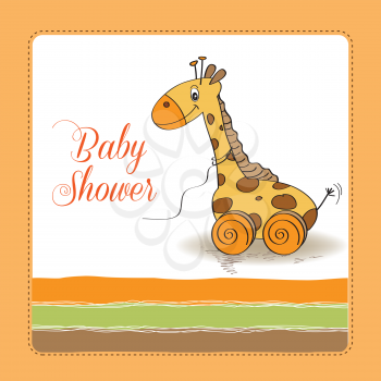 Baby shower card with cute giraffe toy