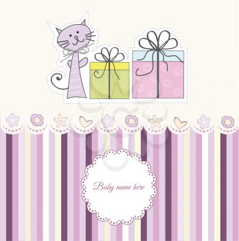 Birthday announcement card with cat