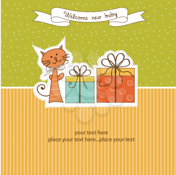 Birthday announcement card with cat