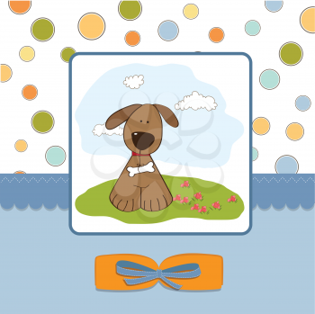 romantic baby shower card with dog, vector illustration