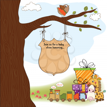 baby shower announcement card with toys