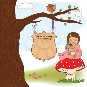 baby shower announcement card with little girl