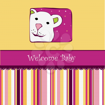 baby shower card with teddy bear toy, vector illustration