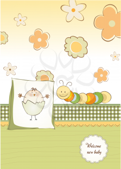 welcome baby card with chicken, vector format