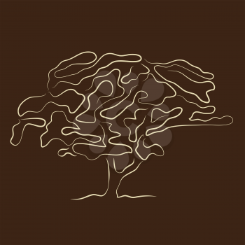 stylized tree silhouette, vector illustration