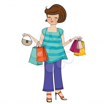 woman at shopping, illustration in vector format