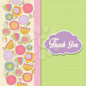 romantic Thank You card with flowers, illustration in vector format