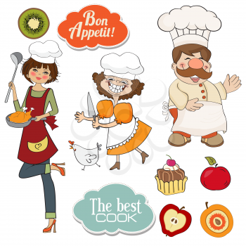 Royalty Free Clipart Image of Cooking and Food Elements