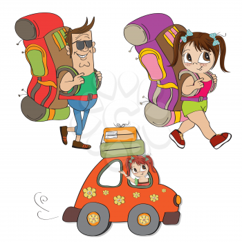 Royalty Free Clipart Image of Tourists