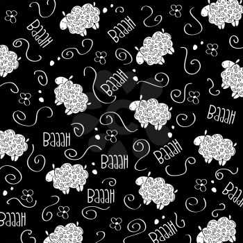 Cute seamless pattern with sheeps, vector format