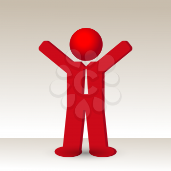 business man  raises his arm fist up in gesture of success, vector illustration