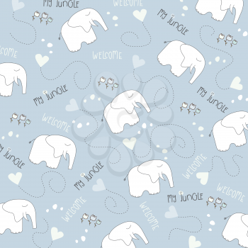 Seamless baby elephant pattern, illustration in vector format