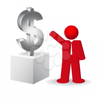 Business man showing the dollar sign, vector illustration
