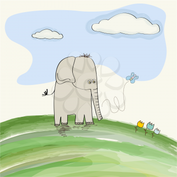 cute doodle elephant, vector illustration