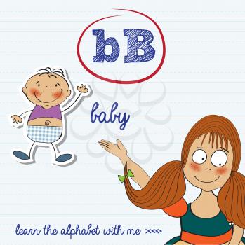 alphabet worksheet of the letter b, vector illustration