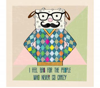 cool sheep hipster, hand draw illustration in vector format