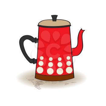 old red kettle, illustration in vector format