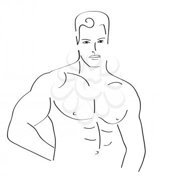 sexy man sketch, vector illustration