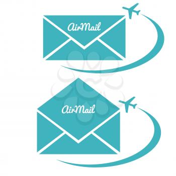 envelope with air mail sign, isolated vector