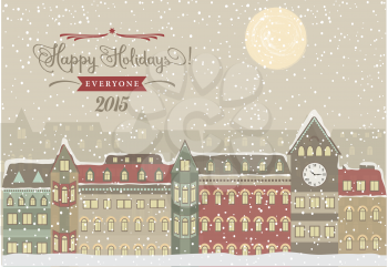 Winter Cityscape, Christmas Illustration, vector illustration
