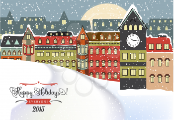 Winter Cityscape, Christmas Illustration, vector illustration