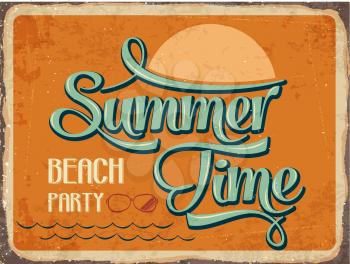 Retro metal sign Summer time, eps10 vector format