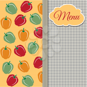 Restaurant menu design with sweet peppers, vector format