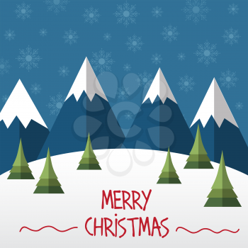 Christmas card  in flat style. Vector illustration.