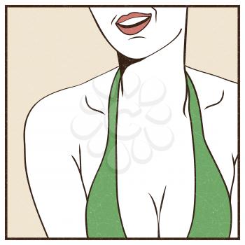 Pop Art illustration of female sexy breast