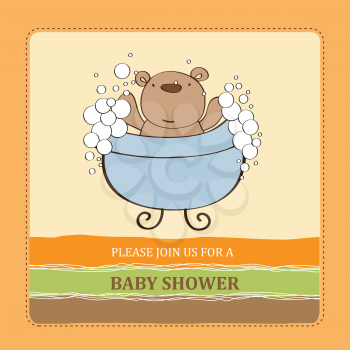 baby shower card with teddy bear, eps10