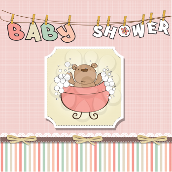 baby girl shower card with  teddy bear, vector eps10