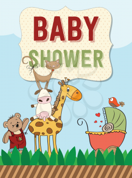Beautiful baby shower card with animals