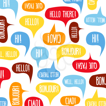 Speech bubbles with Hello on different languages, vector format