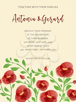 Wedding invitation cards with watercolor elements, vector format