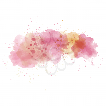 Pink watercolor painted vector stain isolated on white background
