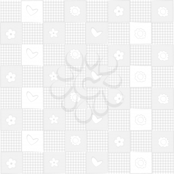 white background with hearts and flowers,  vector format