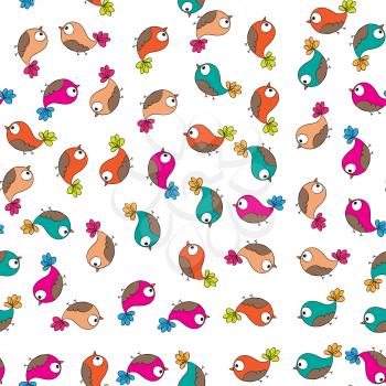 doodle birds seamless pattern, vector format