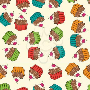 sweet seamless cupcakes pattern, vector format