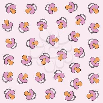 vector seamless pattern with pink  baby pacifier
