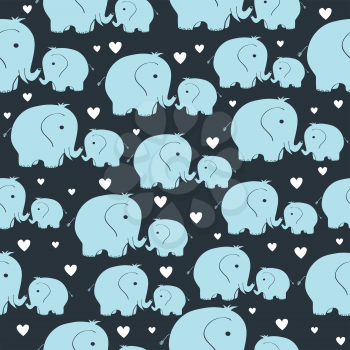beautiful seamless pattern with morher and baby elephant