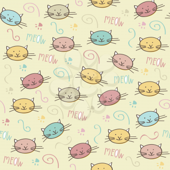 cute seamless pattern  with doodle cats