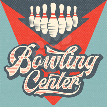 Retro advertising bowling poster. Vintage poster. Vector eps10