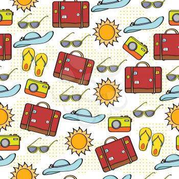 Doodle cartoon seamless pattern summer holiday concept, vector format